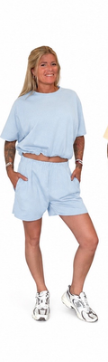 Crop set short sky blue