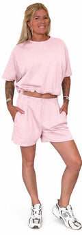 Crop set short baby pink