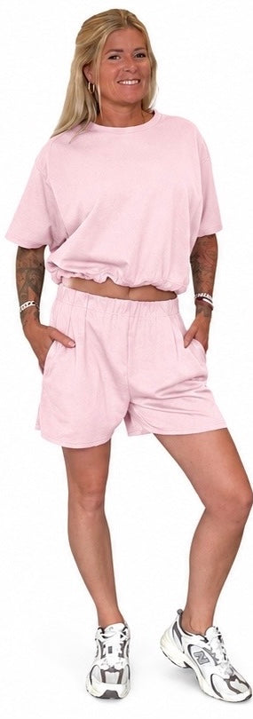Crop set short baby pink