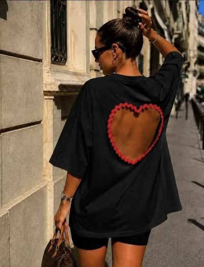 Heart back tee black
