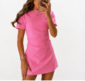 Flare mini jurk pink